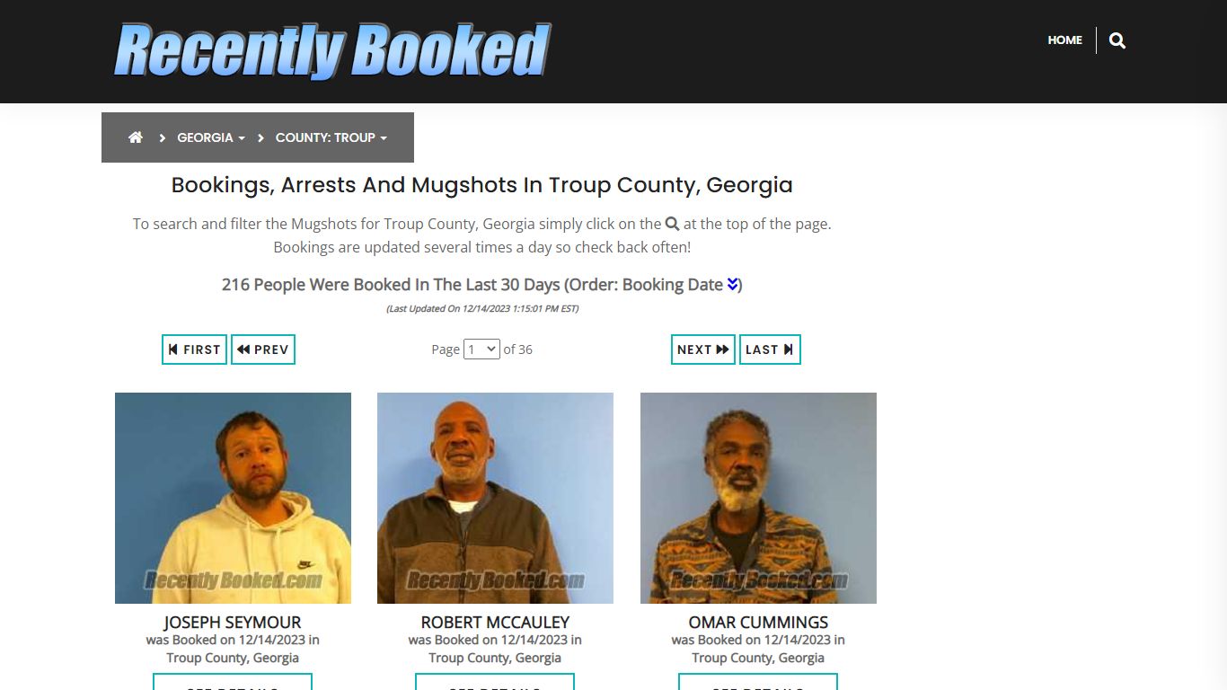 Recent bookings, Arrests, Mugshots in Troup County, Georgia